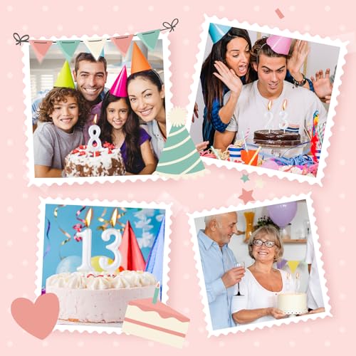 Pearl White Birthday Candles Set - Numeric Cake Decoration (10 pcs)