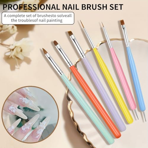 6-Piece Professional Nail Art Brush Set and Dotting Tool Kit