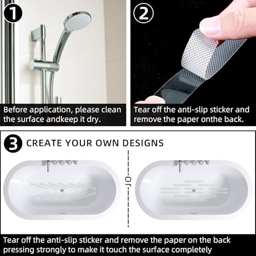 Dimeho Anti-Slip Bathtub Stickers - 12 Pack Non-Slip Shower Safety Strips