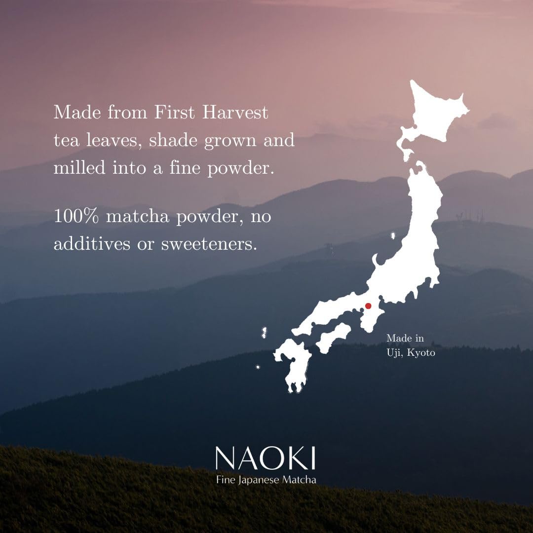 Naoki Matcha Ceremonial Grade Green Tea Powder - Authentic First Harvest from Uji, Kyoto (100g / 3.5oz)