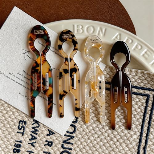 LUKLUKTAISUN Mini French Hairpin Acetate Hair Clips 4-Pack
