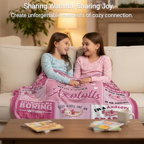 Cute Axolotl Blanket 40x50 Inch for Girls, Women - Soft Flannel Throw