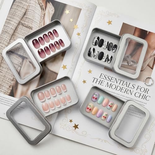 ZJO 8-Piece Press on Nail Storage Box Set with Adhesive Tapes