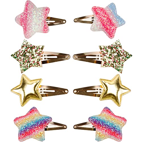 8 Pcs Metal Star Hair Clips Sparkly Cute Barrettes for Girls Kids
