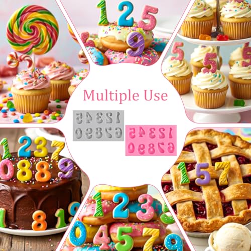 Guduling 4-Piece Silicone Number Molds for Chocolate, Fondant, and Candy