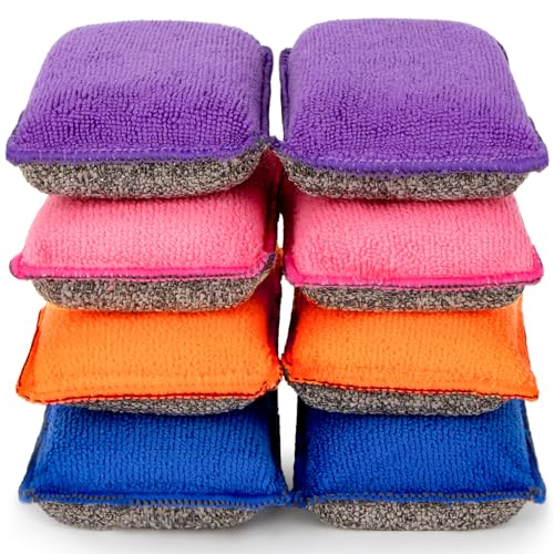 MAQIHAN 8 Pack Non-Scratch Microfiber Dish Scrubbers