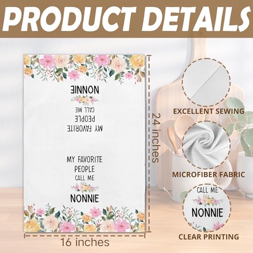 Nonnie Kitchen Towels - Decorative Hand Towels for Grandma, 16x24in