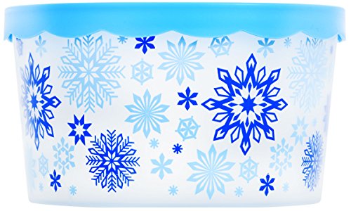 Set of 3 Christmas Plastic Food Storage Containers with Lids - Snowflakes Deer Tree