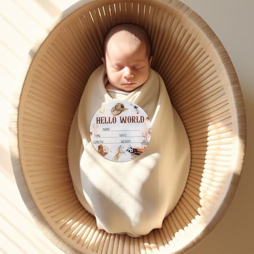 Acrylic Baby Birth Announcement Sign - Western Cowboy Theme, Double-Sided, 5.9"