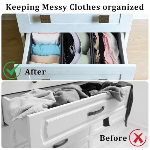 Drawer Organizer for Clothes, Underwear, Socks - 4Pcs Grey