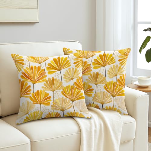 18x18 Linen Pillow Covers Set of 2 - Decorative Floral Cushion for Home