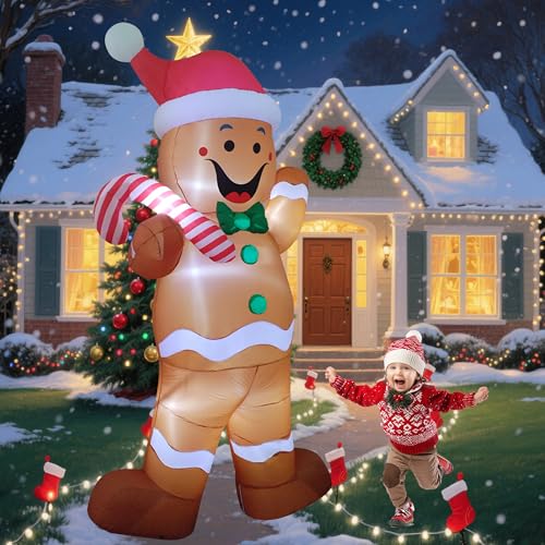 12FT Lighted Inflatable Gingerbread Man Christmas Yard Decor Outdoor Holiday Display