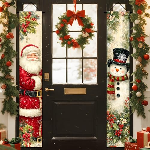 Nuxovilar Merry Christmas Door Cover Banner 2Pcs 71x12In Polyester