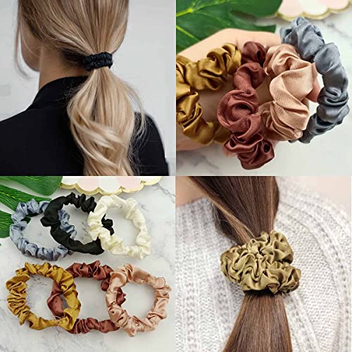 Yuntop 12-Piece Silk Satin Skinny Hair Scrunchies for Women and Girls