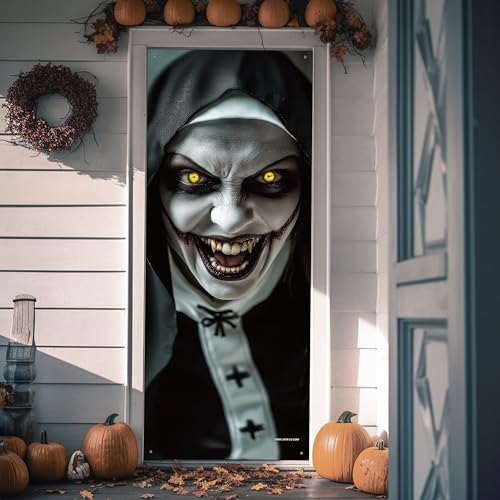 3D Zombie Nun Halloween Door Cover Decoration - 80x28 inches