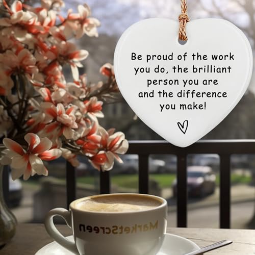Ceramic Heart Ornament - Thank You Gift for Coworkers & Teachers