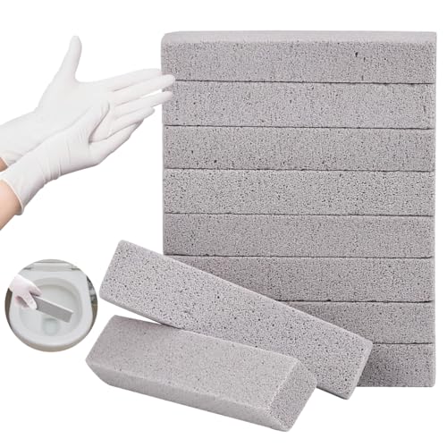 Herda 10 Pack Pumice Stones with Gloves for Toilet, Bathtub, Grill & Pool Cleaning
