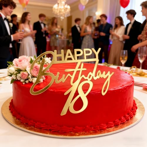Elegant Gold Acrylic '18' Cake Topper for Birthdays & Anniversaries