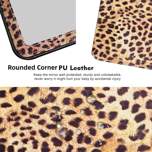 GLINTZ Leopard Print Foldable Travel Makeup Mirror with Adjustable Stand - Portable Vanity Mirror, Large Folding Desk Mirror for Vanity, Office & Camping