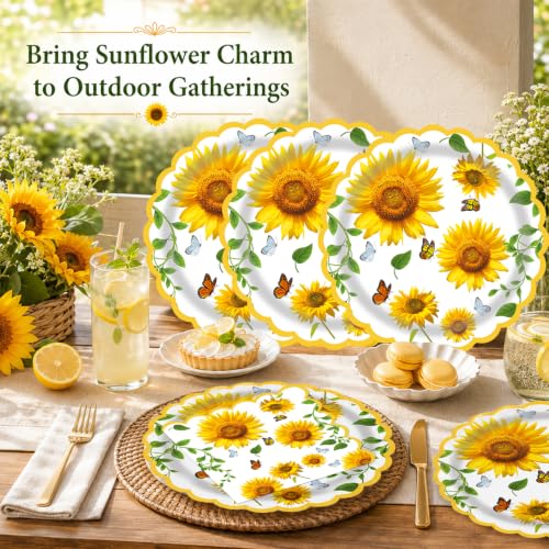 Sunflower Party Supplies Set: 20 Dinner Plates & 20 Napkins - Fall Theme