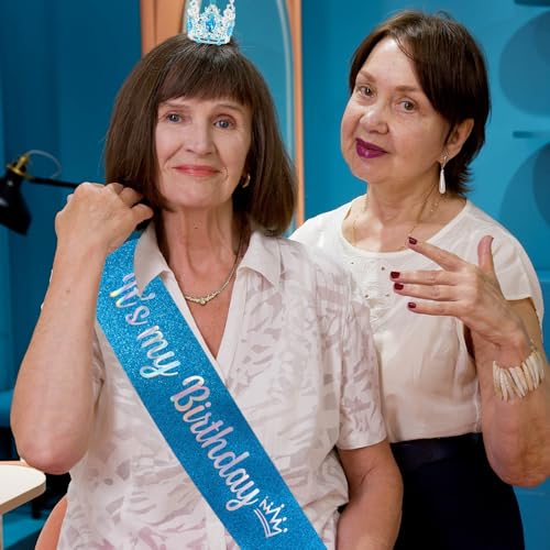AOPRIE Birthday Sash and Rhinestone Tiara Set for Women and Girls