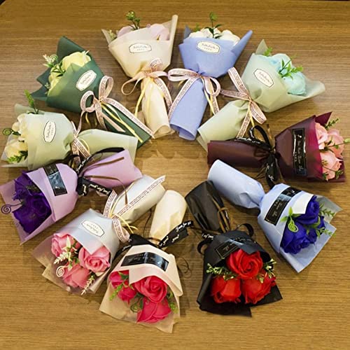 3-Headed Artificial Rose Bouquet - Soap Flower Gift for Her