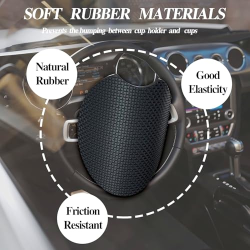 2 Pack Black and White Lattice Car Cup Holder Coasters - Non-Slip Neoprene Mats