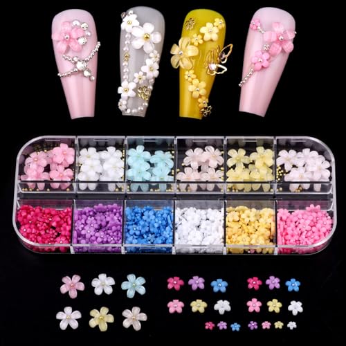 Cublive 3D Nail Charms Set with Butterflies, Pearls & AB Rhinestones
