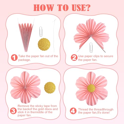 Multicoloured 9-Piece Paper Flower Fan Set for Party Decor