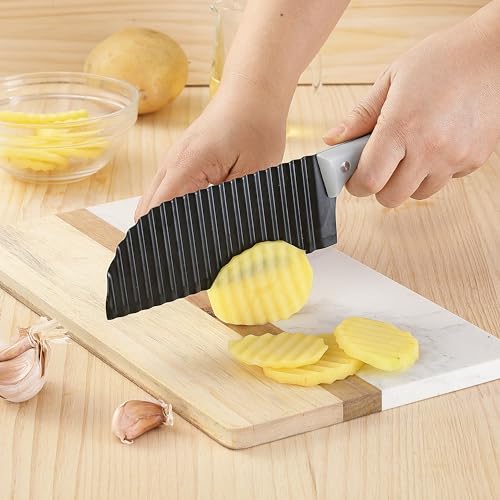 VITUER Crinkle Cutter for Vegetables, Stainless Steel Wave Slicer