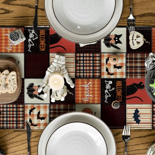 Artoid Mode Halloween Table Runner, 13x72 Inch Black Spun Polyester