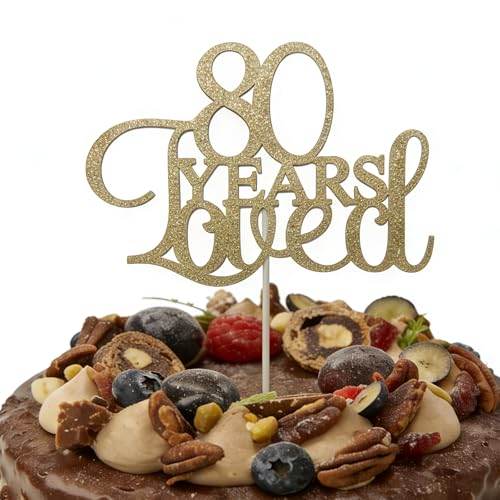 80th Birthday Cake Topper - Pink Glitter Celebration Decor