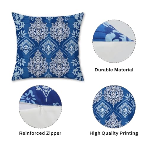 Bonhause Navy Blue Boho Velvet Throw Pillow Covers 18x18, Set of 4