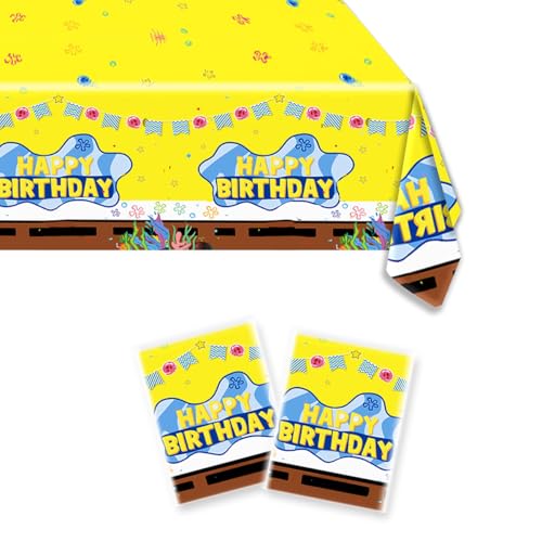 JU XIN Yellow Tablecloths for Birthday Parties | 2 Pcs, 70.8 x 42.5 Inch