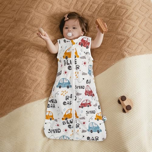 HOUSBAY Baby Wearable Blanket - Colorful Car Sleeping Sack 0.5 TOG for 3-9 Months