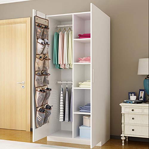 KEEPJOY Over The Door Shoe Organizer with 12 Mesh Pockets - Beige