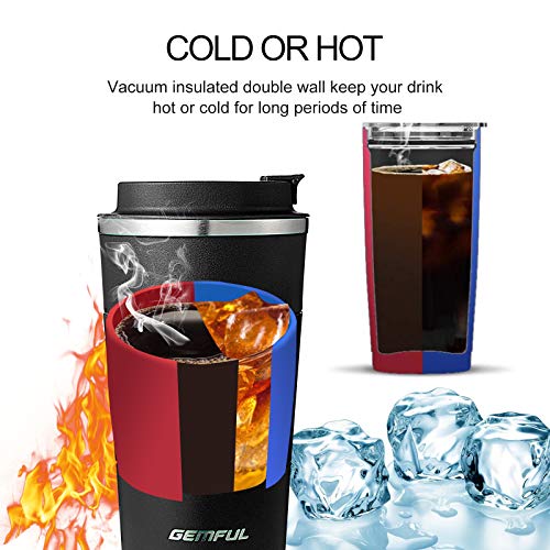 GEMFUL 17oz Insulated Stainless Steel Travel Coffee Mug - Blue