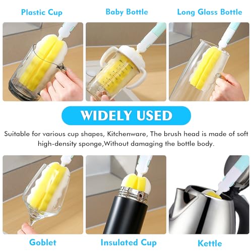 Detachable Bottle Brush Cleaner Set - 4 PCS with Replacement Heads