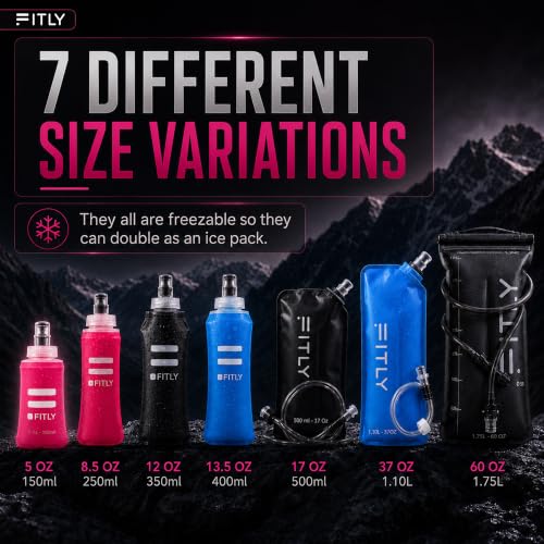 FITLY Pink Soft Flask - 5oz Collapsible Water Bottle for Running & Hiking