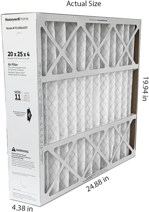 Honeywell Pleated Air Filter - MERV 11 Efficiency | 20" x 25" x 4" | 2-Pack with Change Reminder