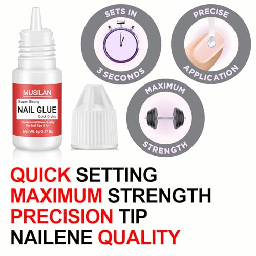 MUSILAN Super Strong Nail Glue & Remover Set for Press-on Nails