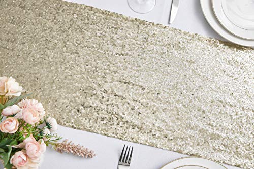 12x72 Inch Sequin Table Runner Champagne Glitter Party Wedding Decor 2PCS