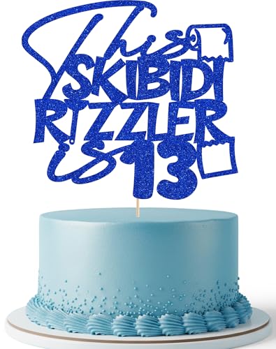 Skibidi Rizzler 13 Cake Topper - Glitter Birthday Decoration for Teens