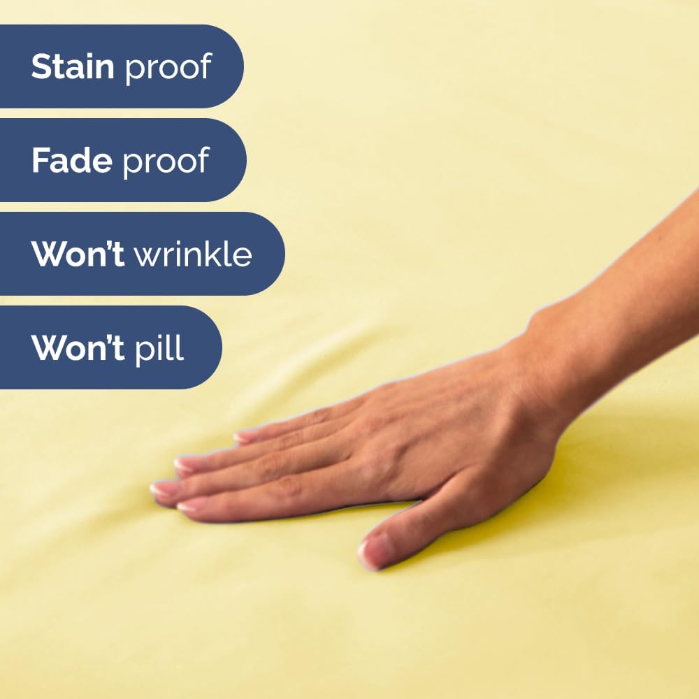 Skiennix Short Queen Size 4-Piece Sheet Set - Soft, Breathable & Cooling Bed Sheets with Deep Pockets - Luxury Oeko-Tex Bedding in Yellow