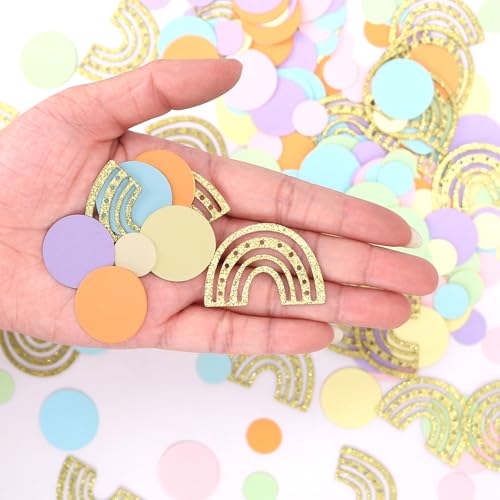 Rainbow Confetti Decorations - 240 PCS Pastel Party Decor