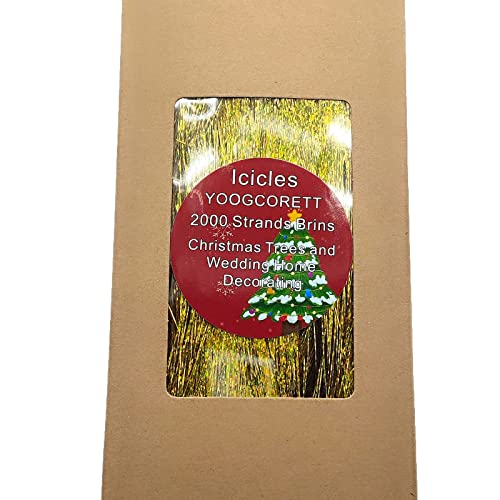2000 Strand Gold Christmas Tinsel Icicles - 18 Inch Decorations