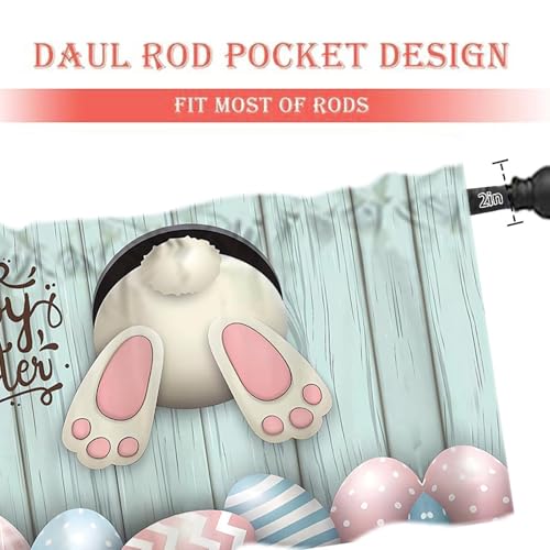 Easter Bunny Window Valance 54x18 Inches - Blue Egg Design