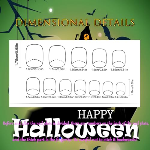 Halloween Press on Nails Short Square Brown Spider Web False Nails 24 Pcs