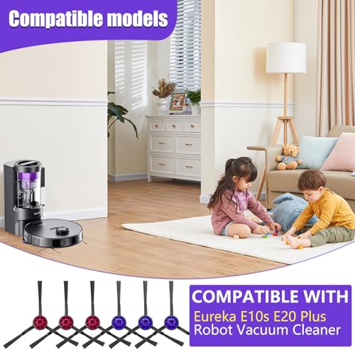 Side Brushes for Eureka E10S & E20 Plus Robot Vacuum - 6 Pack Replacement