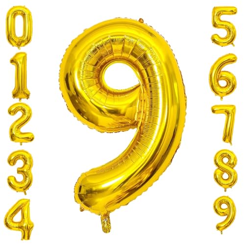 40 Inch Gold Number 9 Balloon - Foil Mylar Party Decoration